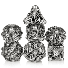 Hollow Dice Set (7pcs) (Kraken) [Nickel & White]