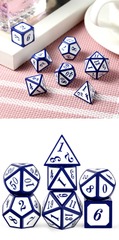 DAD560 Metal & Enamel Dice Set (7pcs) [White & Blue]