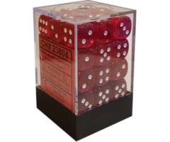 CHX23804 - Translucent Red W/ White 12mm d6 36 Dice Block