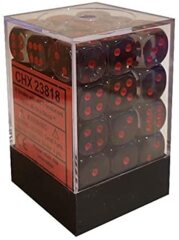 CHX23818 - Translucent Smoke W/ Red 12mm d6 36 Dice Block