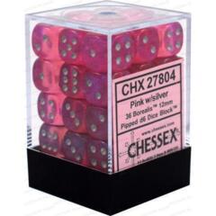 CHX27984 - Luminary Pink/Silver12mm d6 Dice Block (36 Dice)