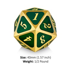 DAD354 Metal D20 Spindown Counter [Green & Gold]