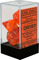 CHX23003 - Translucent Orange W/ White 7 Dice Set