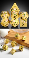 DAD705 Metal & Enamel Dice Set (7pcs) (Sakura) [Gold & Pink]