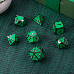 DAD544  Metal & Enamel Dice Set (7pcs) [Apple & Gunmetal]