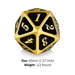 DAD351 Metal D20 Spindown Counter [Black & Gold]