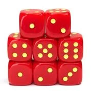 Set of 8d6 Dice - Opaque Red w/ Gold