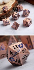 DAD712 - Metal & Enamel Dice Set (7pcs) (Sakura) [Copper & Blue]