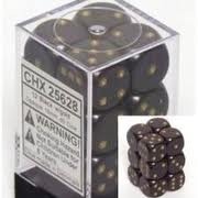 CHX25628 - Dice d6 Set: Black/Gold - 16mm (12) Block of Dice