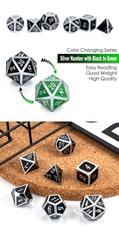 DAD562 Metal & Enamel Dice Set (7pcs) [Shift Green & Silver]