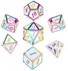DAD524 - Metal & Enamel Dice Set (7pcs) [White Iridescence]