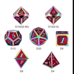 DAD530  Metal & Enamel Dice Set (7pcs) [Red Iridescence]