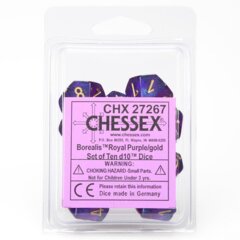 CHX27267 - Royal Purple W/ Gold set of Ten d10 Dice