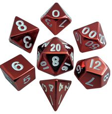Metal D&D Red Dice with White Number
