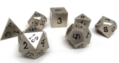 Metal Dice of Ancient Dragons - Ancient Silver with Black Dragon Font