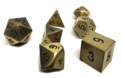 Metal Dice of Ancient Dragons - Ancient Bronze/Gold with Black Dragon Font