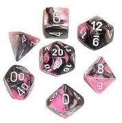 Chessex 26430 Gemini Polyhedral 7-Die Set Black-Pinkl/White