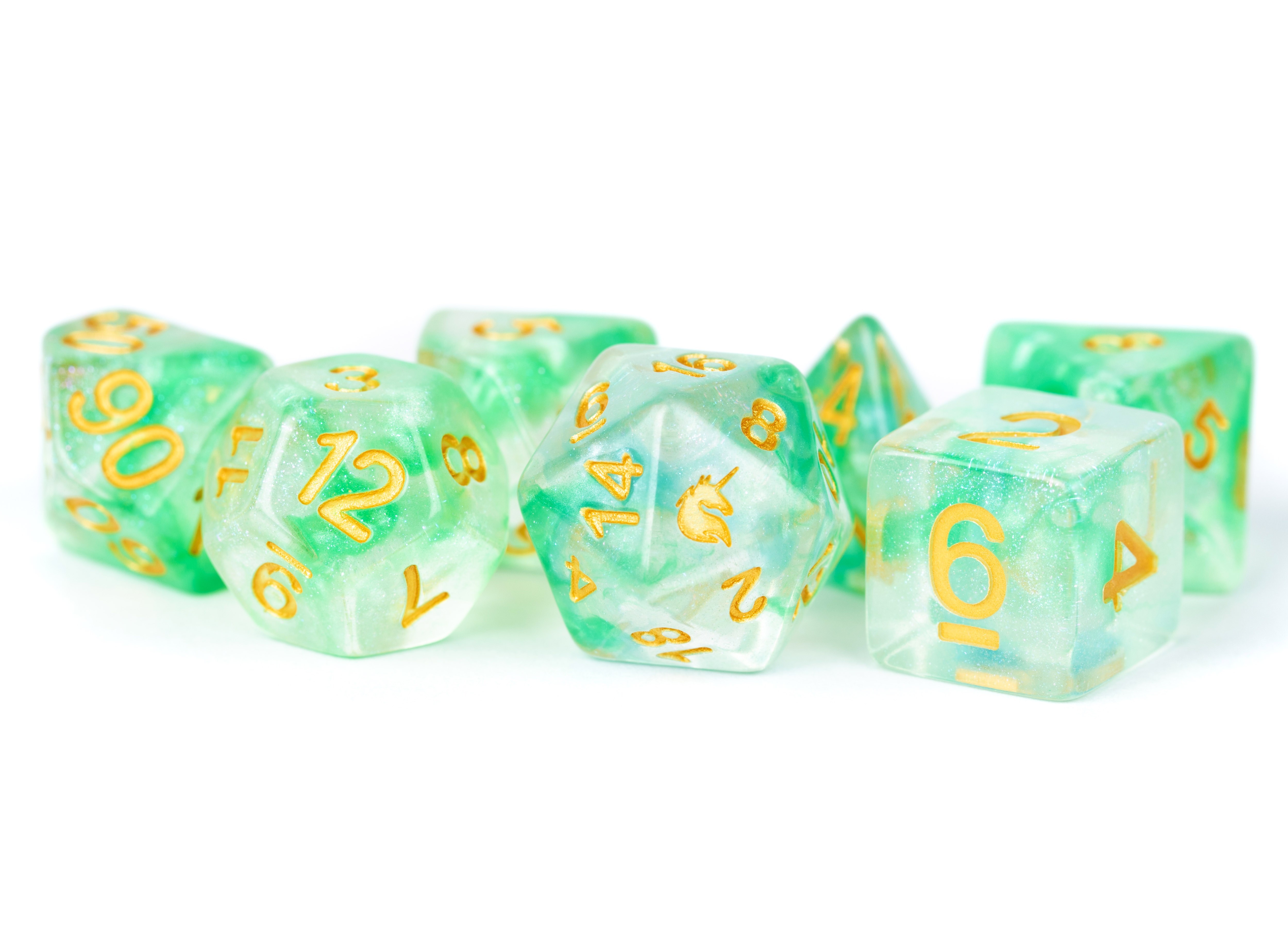 16mm Resin Poly Dice Set Unicorn: Icy Everglades
