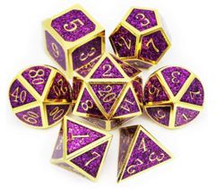 DAD529 - Metal & Enamel Dice Set (7pcs) [Purple Glitter]