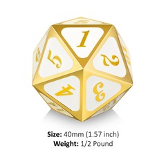 DAD355 Metal D20 Spindown Counter [White & Gold]