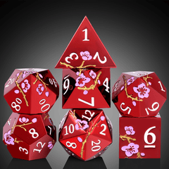 DAD703 Metal & Enamel Dice Set (7pcs) (Sakura) [Maroon]