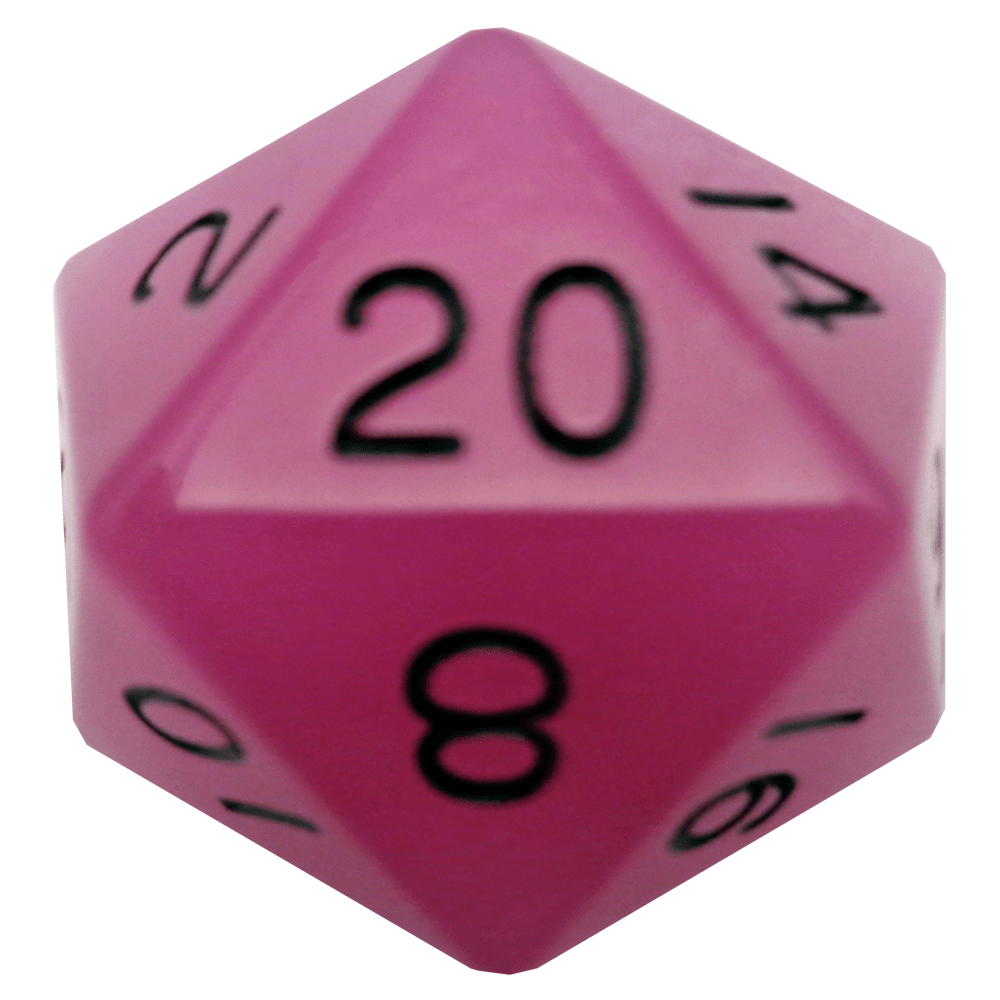 Glow in the Dark Purple 35mm Mega Acrylic d20 Dice