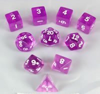 Koplow - Transparent Polyhedral - Orchid and White 10 Set