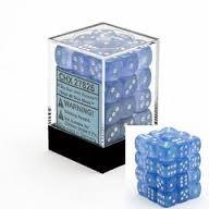 CHX27826 - Dice d6 Set: Sky Blue W/White Borealis  - 12mm Six Sided Die (36) Block of Dice