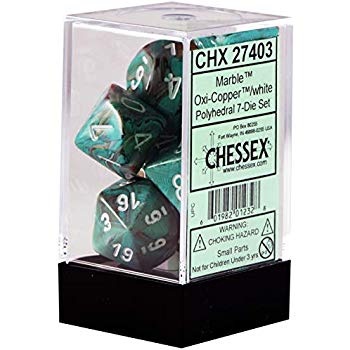 CHX27403 - Marble - Polyhedral 7 Die Set - Oxi-Copper/white