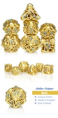 DAD684 Hollow Dice Set (7pcs) (Kraken) [Gold & Blue]