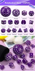 DAD072 Complete Dice Set D3-D100 (15pcs) [Purple]