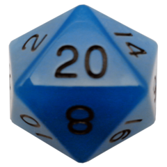 Glow in the Dark Blue 35mm Mega Acrylic d20 Dice