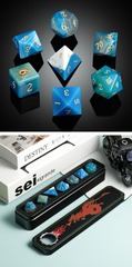 DAD823 Gemstone Dice Set (7pcs) [Blue Agate (Natural)]