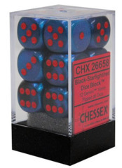 CHX26658 - Dice d6 Set: Black-Starlight/Red - 16mm (12) Block of Dice