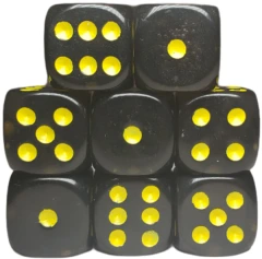 Set of 8d6 Dice - Translucent Black (Smoke) w/ Gold