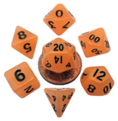 Mini Polyhedral Dice Set - Glow Orange