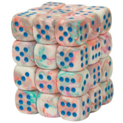 CHX27944 - Pop Art /blue -16mm Six Sided Die (12) Block of Dice