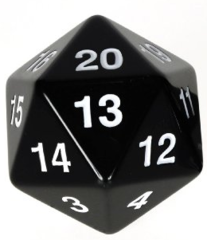 Koplow 55mm Jumbo Opaque D20 Black Die