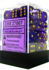 CHX27867 - Royal Purple With Gold 12mm d6 36 Dice Block