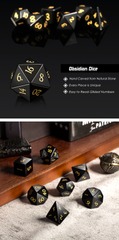 DAD804 Gemstone Dice Set (7pcs) [Obsidian (Natural)]