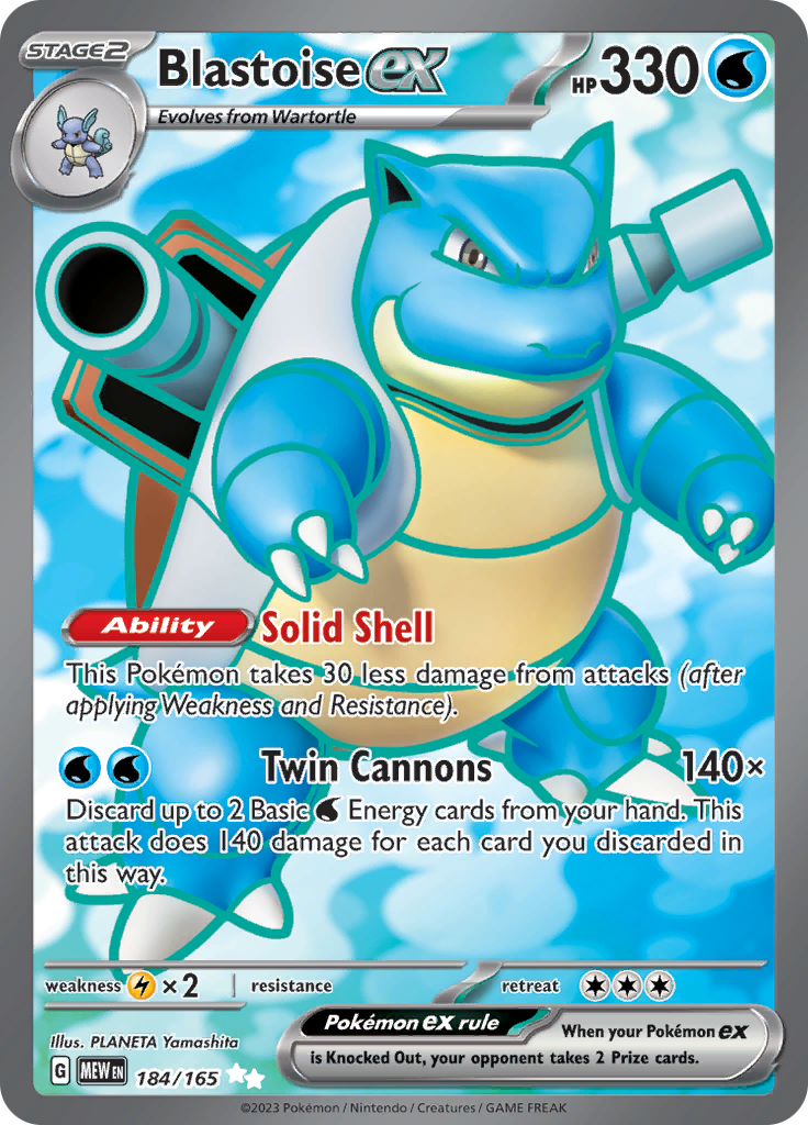 Blastoise ex - 184/165 - Full Art Ultra Rare