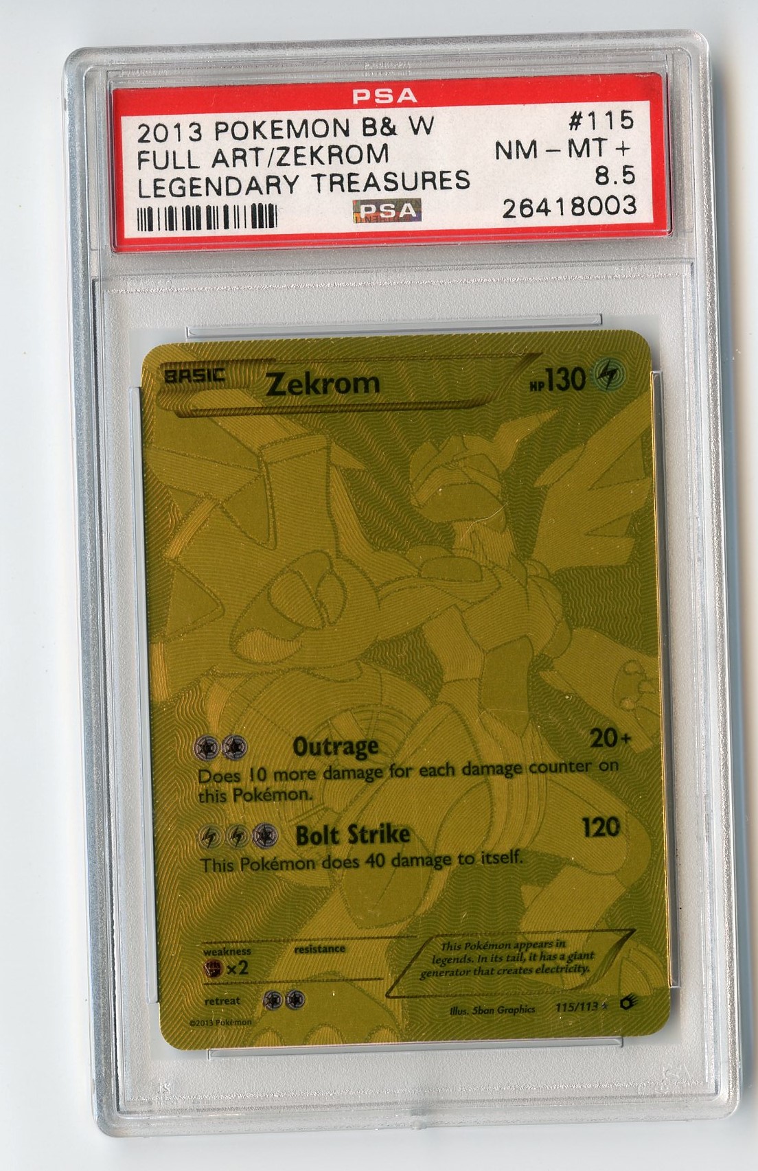 Pokemon Zekrom 2013 Gold Secret Rare B&W outlets Legendary Treasures #115/113 PSA 7!