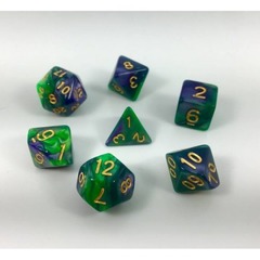 HD Polyhedral 7 Dice Set (Green + Purple) Blend color dice