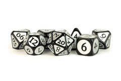 Metallic Dice Games - Black w/ Silver Enamel - 16mm Dice Set