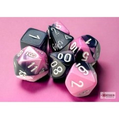 Chessex Gemini Mini 7 Die Set Black Pink/White - chx20630