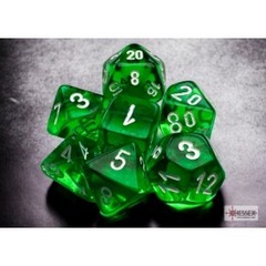 Chessex Translucent Mini 7 Die Set Green/White - chx20375