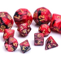 HD Mini Dice Set - Red/Black Pearl Swirl