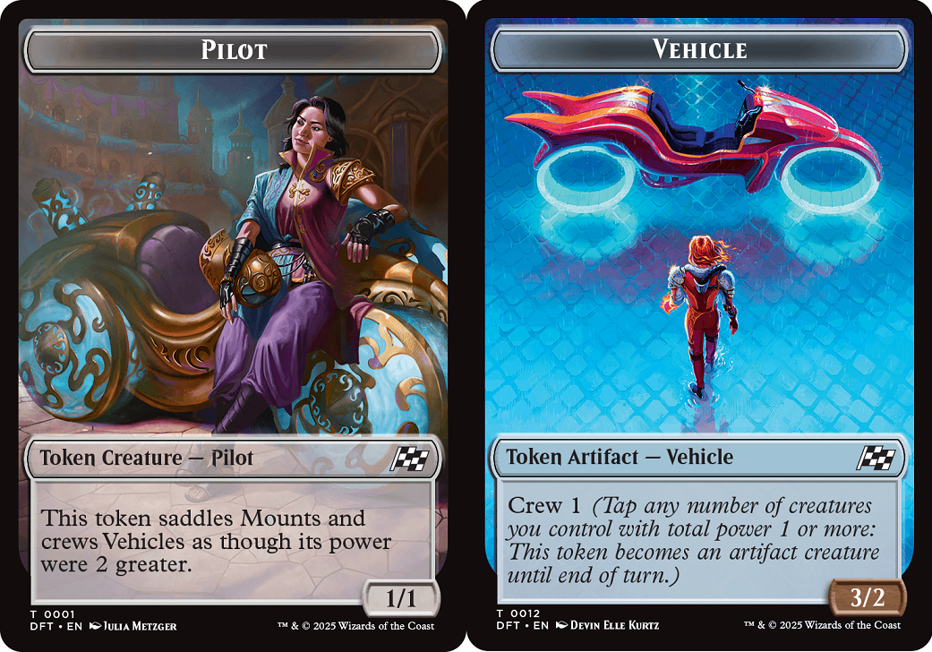 mtg pilot cards 4x Pilot (1) // Vehicle (12) Token MTG Aetherdrift NM Magic Regular