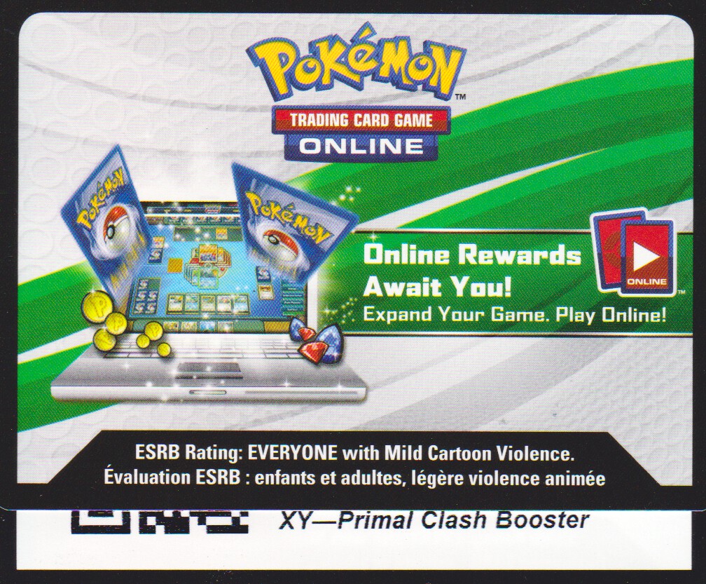 XY Primal Clash: Unused Booster TCGO Online Code Card