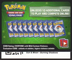 Burning Shadows - Unused Booster Pack TCGO Code Card